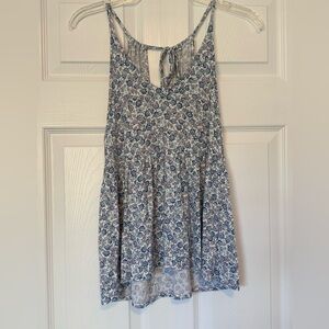 American Eagle Outfitters Floral Tank Top in White and Blue